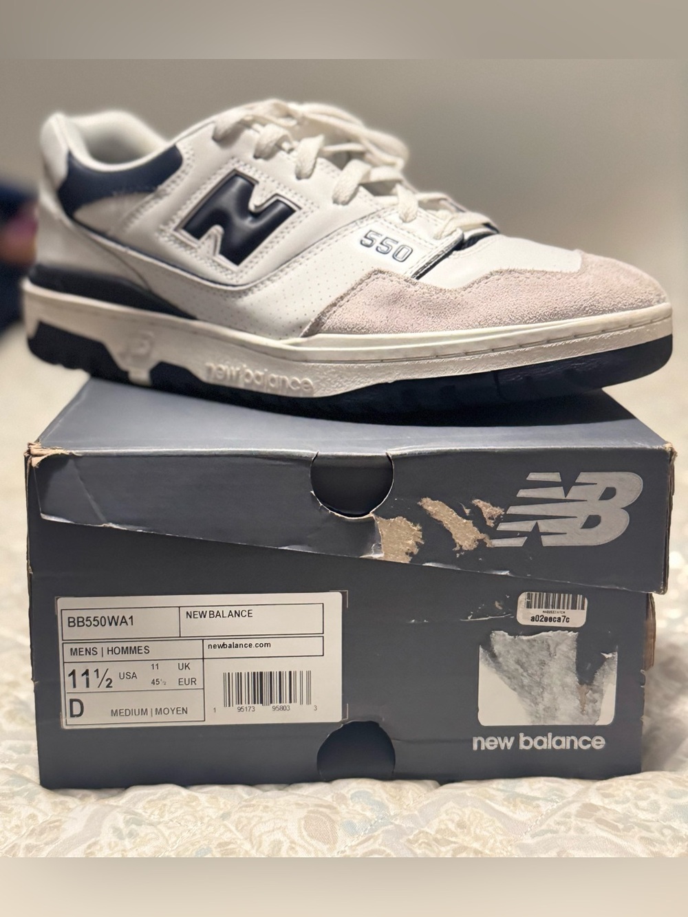 New Balance 550 Men's White Gray and Black Retro Sneaker